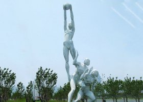 公园不锈钢打篮球人物雕塑