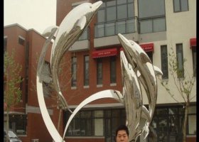 工厂不锈钢镜面海豚雕塑