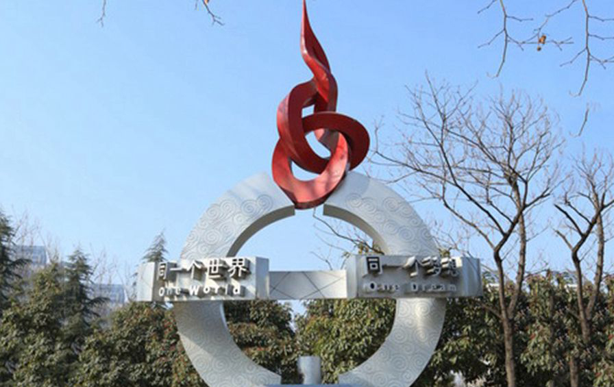不锈钢奥运指环公园景观雕塑图片