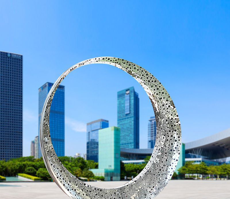 城市不锈钢灯饰圆环景观雕塑图片