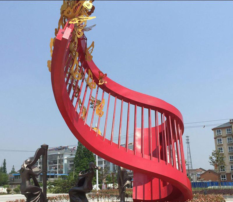 不锈钢抽象创意红色大型景观雕塑图片