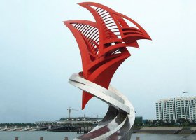 不锈钢抽象帆船海边景观雕塑