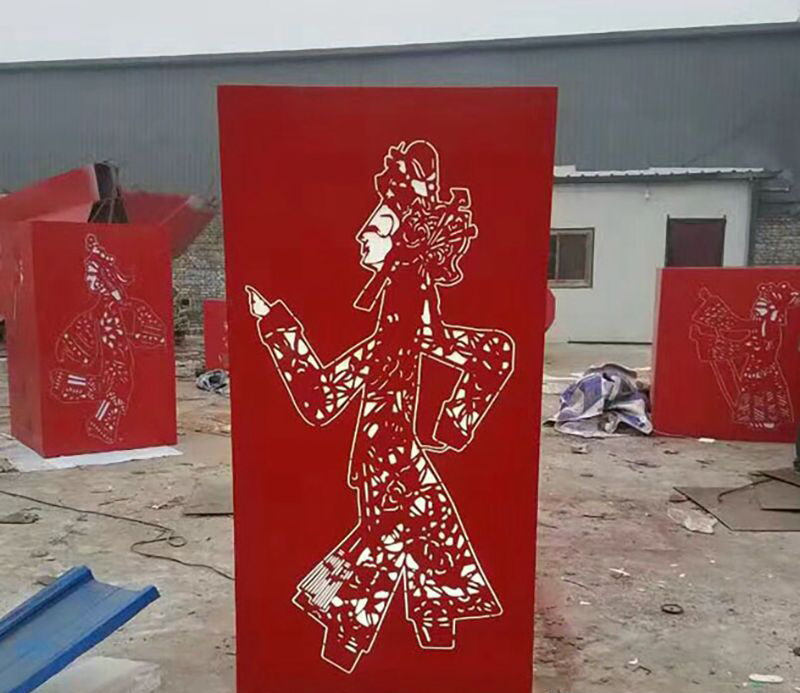 不锈钢皮影剪纸雕塑图片