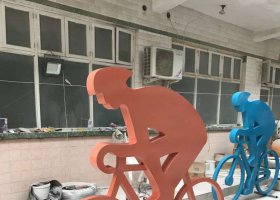 不锈钢铁艺骑单车运动雕塑