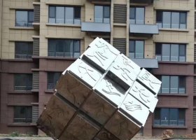 不锈钢小区篆体景观雕塑