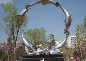 公园不锈钢海豚雕塑