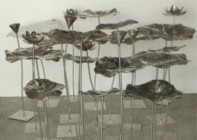 公园不锈钢莲花莲叶雕塑