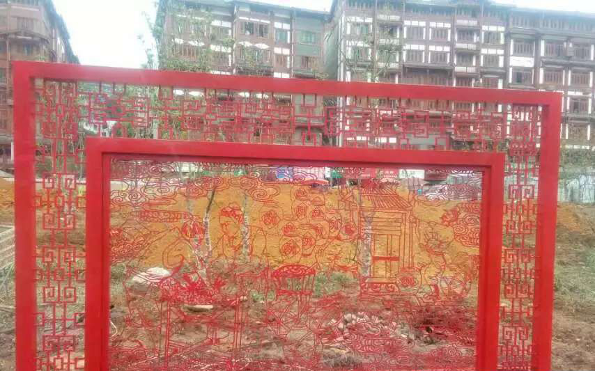 广场不锈钢剪纸景观雕塑图片