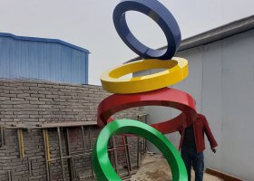不锈钢彩色圆环公园雕塑