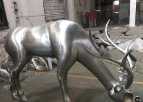 不锈钢镜面抽象梅花鹿雕塑