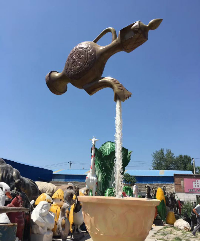不锈钢酒壶装饰喷泉雕塑图片