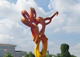 彩色大型不锈钢抽象标志雕塑
