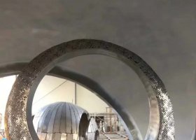 不锈钢电镀印花景观圆环雕塑