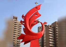 不锈钢凤鸣景观雕塑