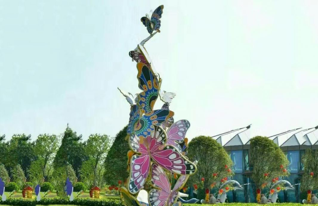 不锈钢花蝴蝶景观雕塑图片