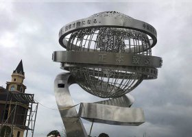 城市不锈钢抽象镂空地球仪雕塑