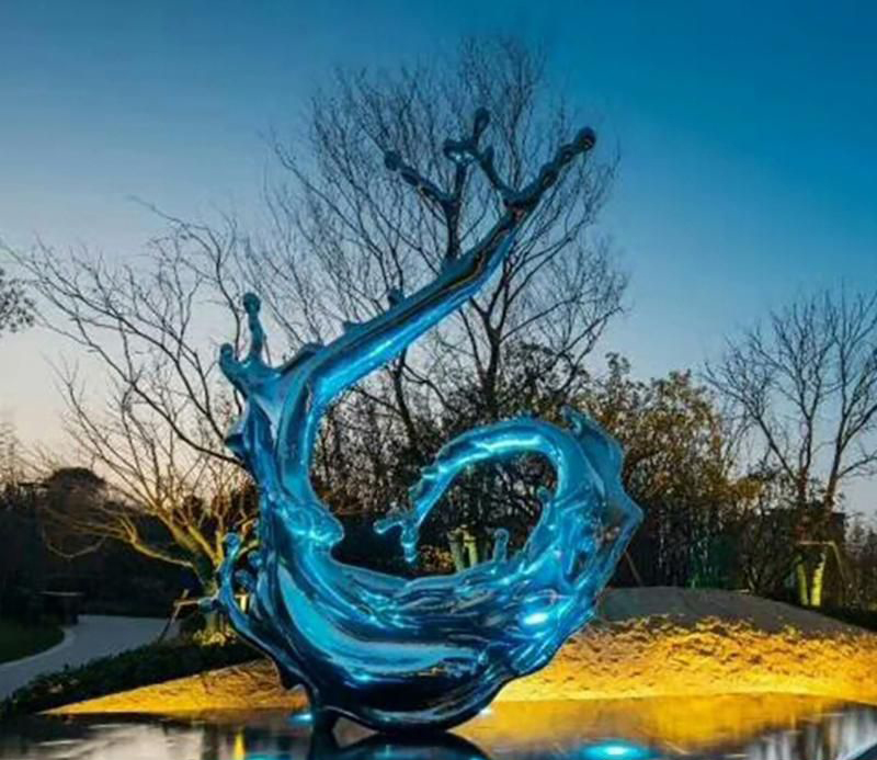 城市不锈钢海浪抽象雕塑图片