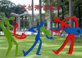 吹拉弹唱抽象人物不锈钢雕塑