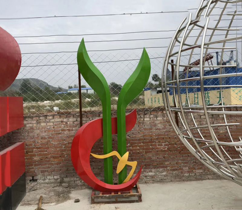 不锈钢彩色萌芽校园雕塑图片
