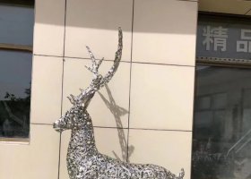 不锈钢镂空动物梅花鹿摆件雕塑