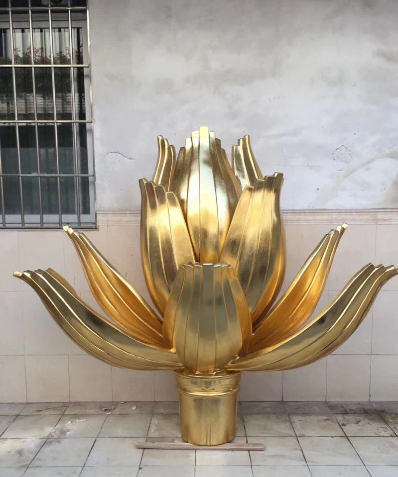 仿真不锈钢荷花艺术雕塑图片