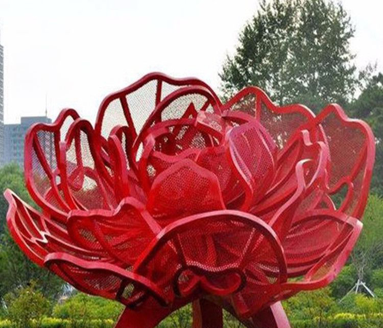 公园不锈钢花朵雕塑图片