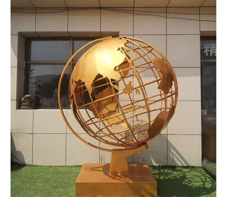 广场不锈钢镂空地球仪雕塑图片