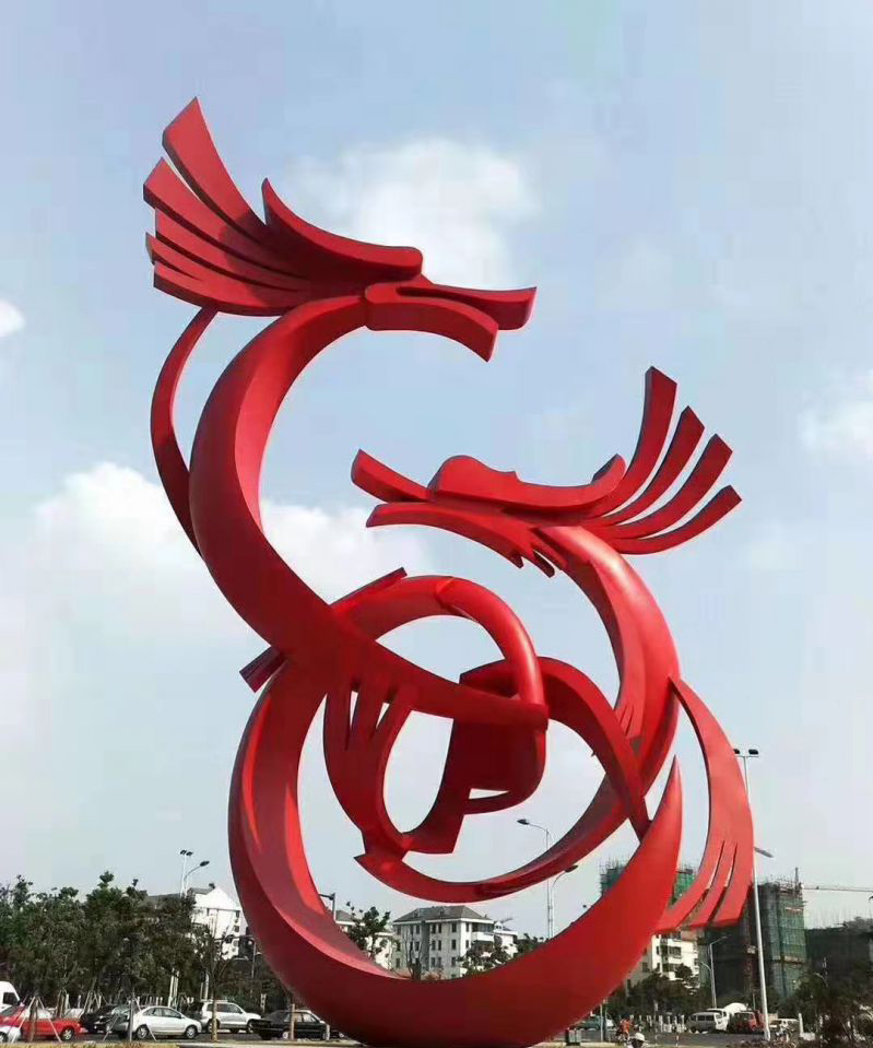 不锈钢广场抽象龙雕塑图片