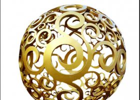 不锈钢金色镂空球雕塑