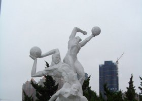 打篮球的抽象人物公园不锈钢雕塑
