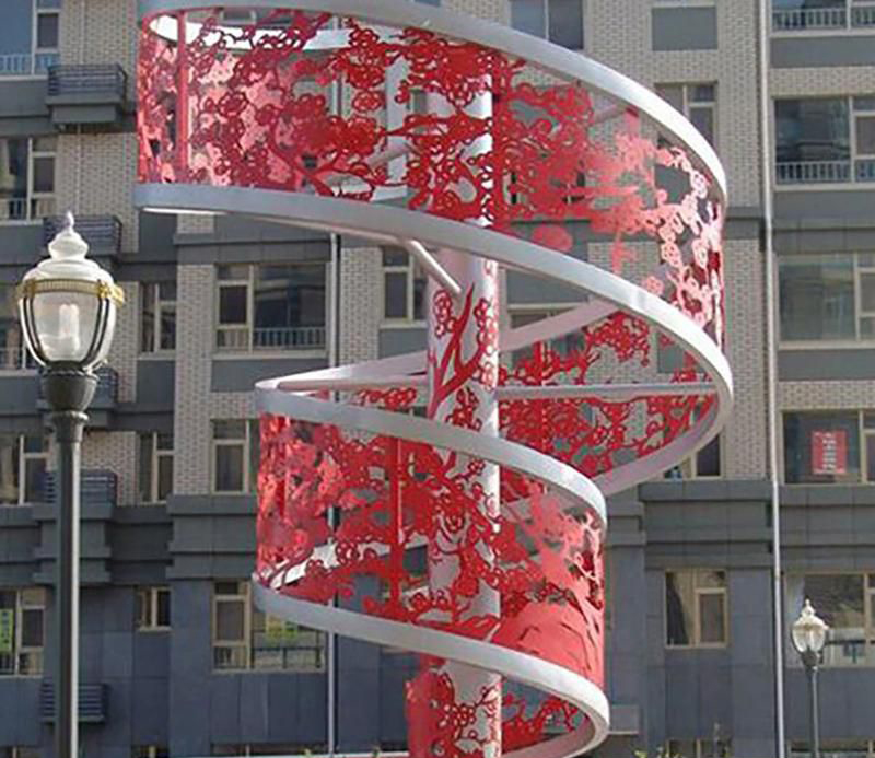广场不锈钢剪纸螺旋雕塑图片