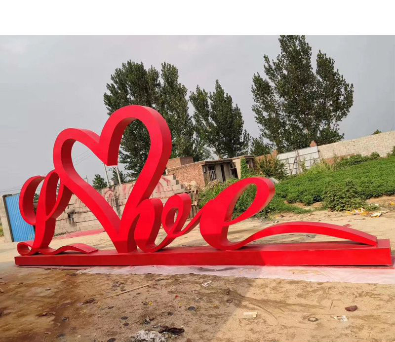 不锈钢抽象爱心love雕塑 图片