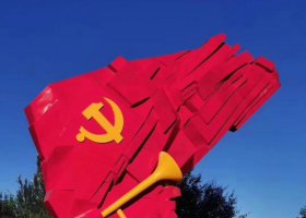 不锈钢党旗军号雕塑