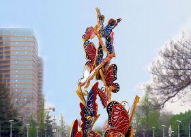 彩色蝴蝶不锈钢雕塑 