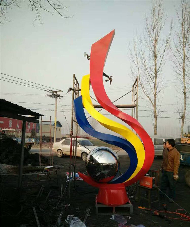 广场不锈钢彩色抽象凤凰雕塑图片