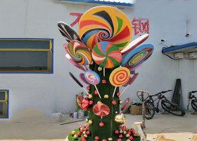 不锈钢彩色棒棒糖景观雕塑
