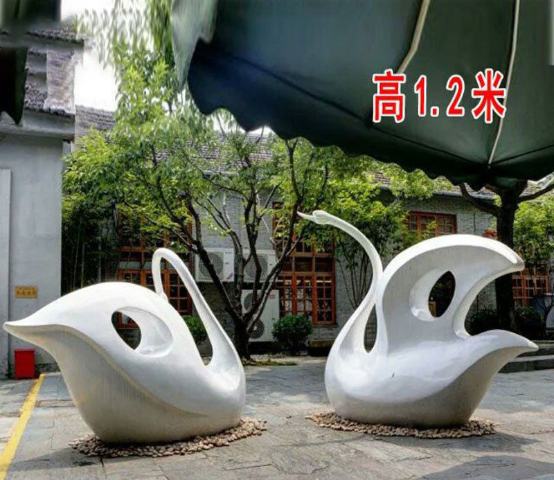 不锈钢抽象天鹅雕塑图片