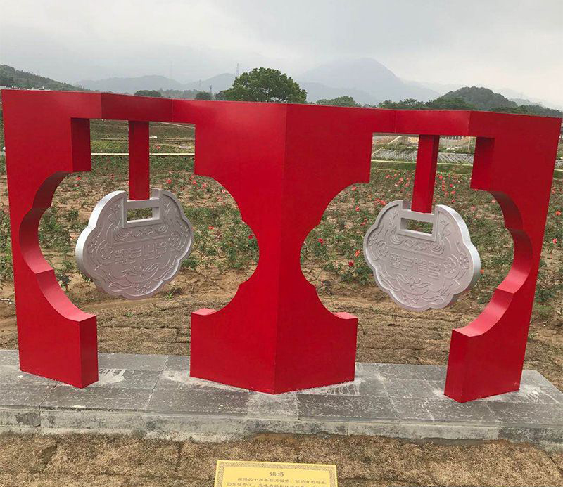 不锈钢公园剪纸同心锁雕塑图片