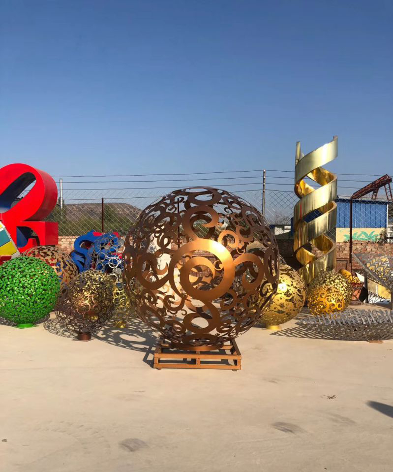 不锈钢镂空球雕塑广场公园雕塑 (2)图片