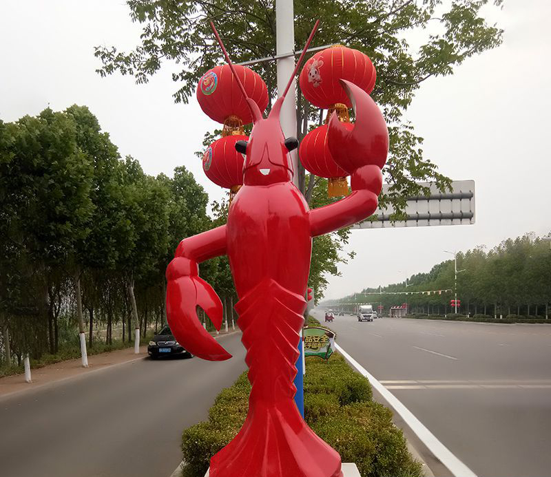 不锈钢小龙虾雕塑图片