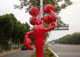 不锈钢小龙虾雕塑
