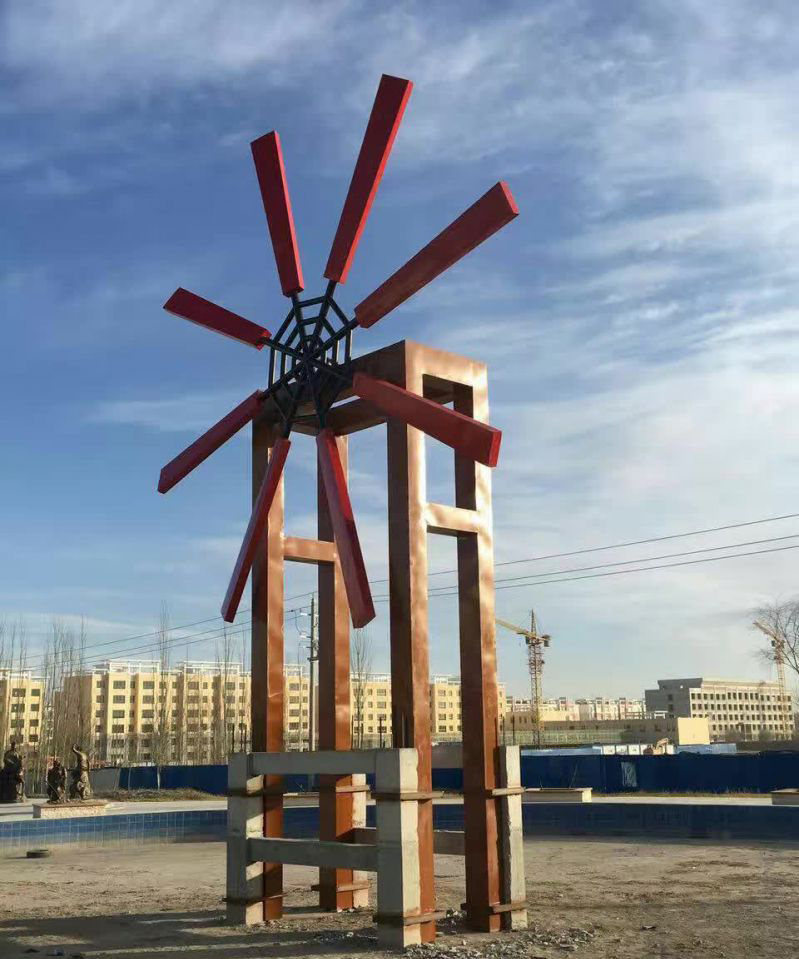 广场不锈钢大型风车雕塑图片