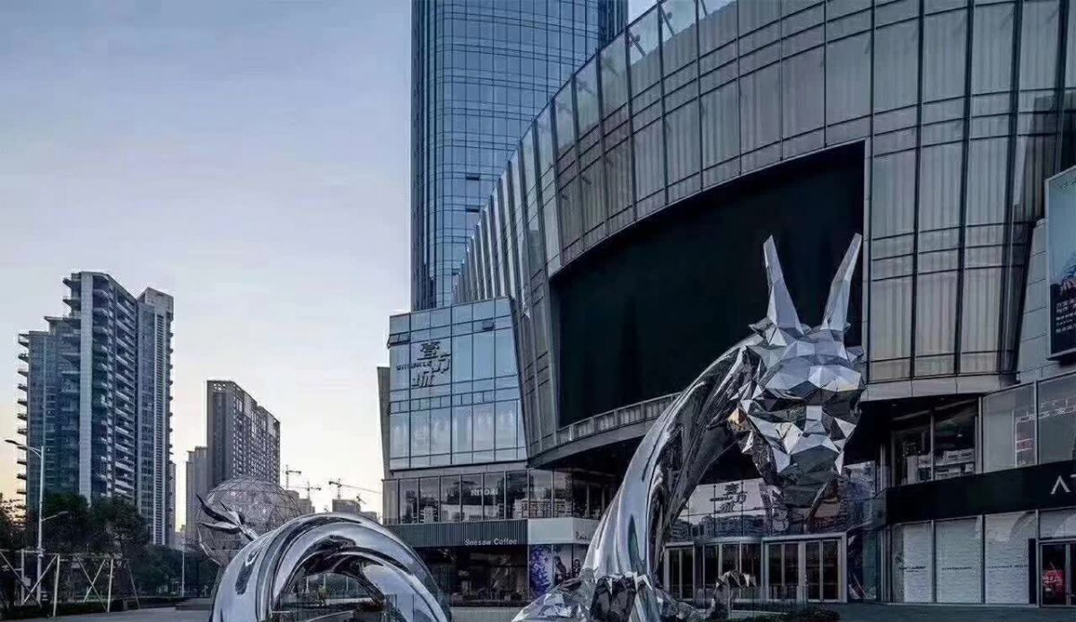 不锈钢抽象大型龙雕塑 图片