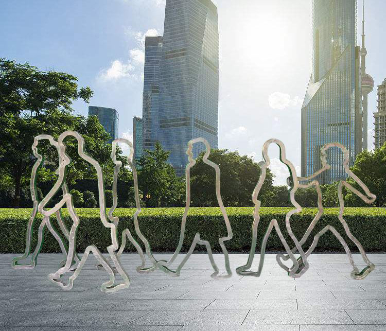 不锈钢铁艺镂空竞走人物雕塑图片