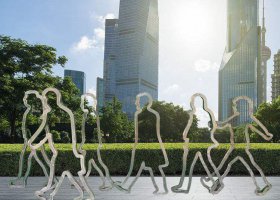 不锈钢铁艺镂空竞走人物雕塑