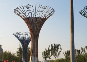 城市不锈钢广场树叶雕塑 