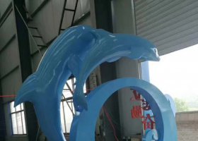 不锈钢广场跳跃海豚雕塑