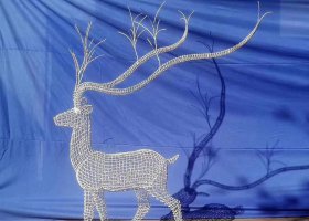 不锈钢镂空麋鹿雕塑户外摆件广场雕塑