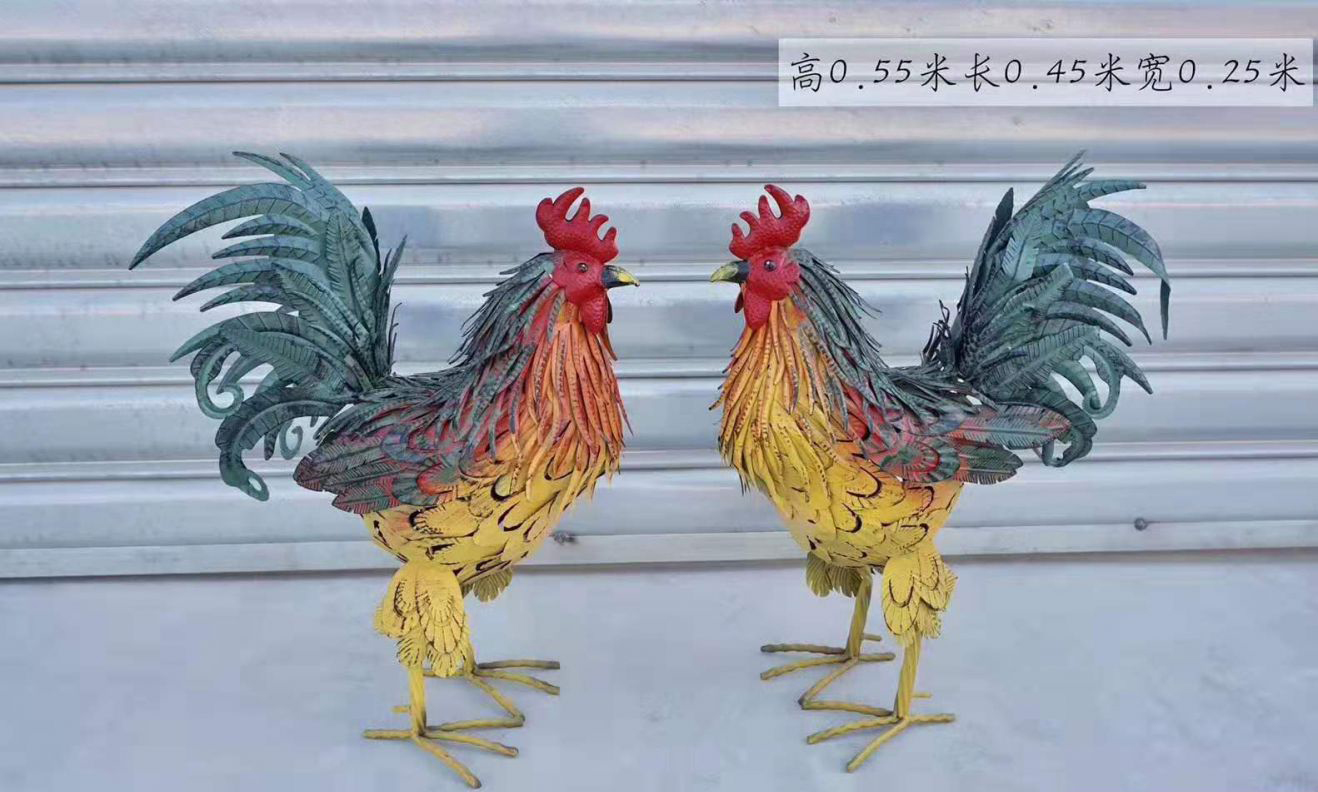 不锈钢彩绘公鸡雕塑广场雕塑图片