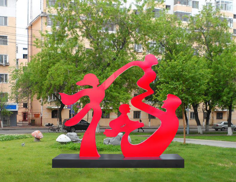 不锈钢抽象福字人物雕塑 图片